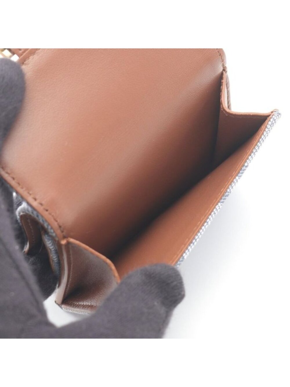 Fendi Trifold Wallet Baguette Zucca Light Blue Canvas - Picture 6 of 6